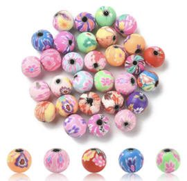 Polymeer kralen rond 8mm mix – ca. 30 stuks