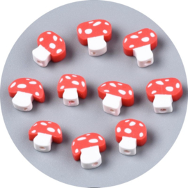 Polymeer kralen paddenstoel – ca. 10×8×3 mm – 5 stuks