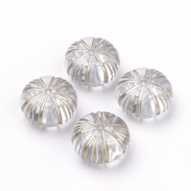 Kunststof kralen pompoen transparant met goudkleur – 12×7 mm – per 20 stuks - superdeal