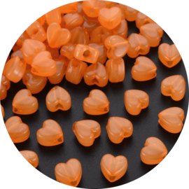 Kralen jelly hartjes oranje 50st