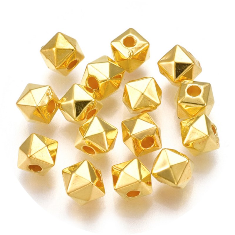 Kralen gouden kubus 100st 8mm
