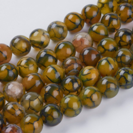 Natuursteen kralen olijfgroen met aders – 10mm – ca. 19 stuks