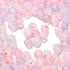 Kunststof kralen – mat roze met goudkleur – 8mm – 50 stuks – Superdeal