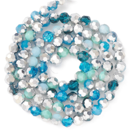 Kralen facet blue-silver 100st