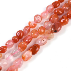Natuursteen kralen agaat rood/oranje – ca. 5x8x5mm – ca. 60 stuks