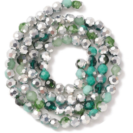 Kralen facet green-silver 100st