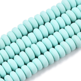Polymeer kralen rondelle licht mint – 6×3mm – ca. 110 stuks