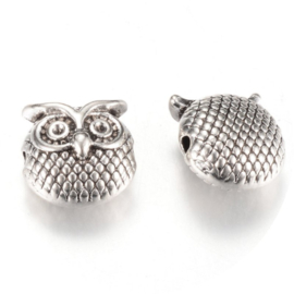 Metalen kralen uil – ca. 11×11×7 mm – 5 stuks