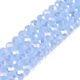 Glaskralen facet AB plated Cloud Blue – 6×5mm – ca. 80 stuks - Superdeal