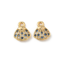 Bedel schelpje gold plated met zirkonia 9x8x2 mm – per stuk
