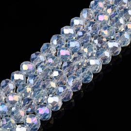 Glaskralen facet AB plated Transparant Wit – 6×5mm – ca. 80 stuks – Superdeal