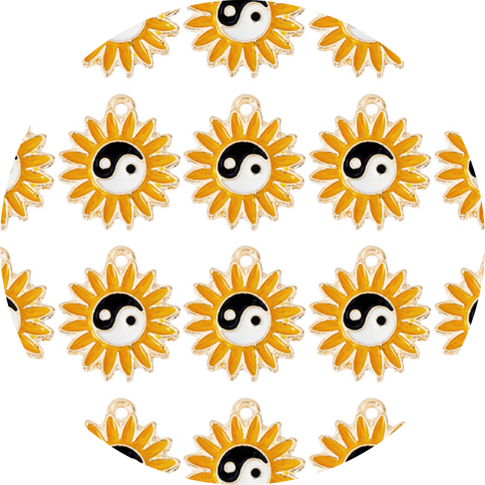 Bedel Zonnebloem met Yin Yang – 5 stuks 17x15 mm