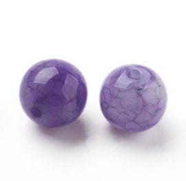 Craquelé kunststof kralen – paars – 8 mm – 50 stuks