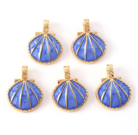 Bedels luxe schelp blauw 5st