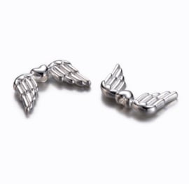 Metalen kralen engelenvleugels zilverkleur 19x11x4 mm – 10 stuks