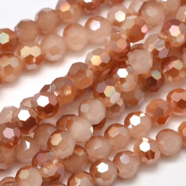 Facet kralen rond oranje – rainbow plated – 4mm – 90 stuks