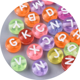 Letterkralen rond transparant mix – 7 mm (100 stuks)