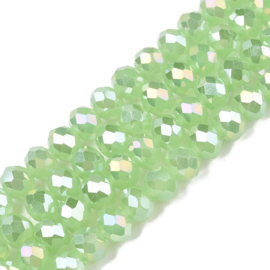 Glaskralen facet AB plated Lime Frost – 6×5mm – ca. 80 stuks - Superdeal