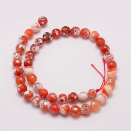 Natuursteen kralen agaat oranje-rood – 8mm – ca. 47 stuks