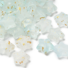 Kunststof kralen ster licht mint met goud – 9×10×5 mm – ca. 45 stuks