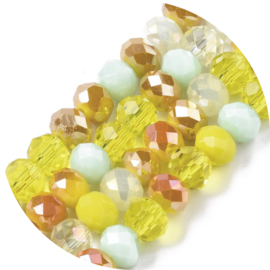 Kralen facet yellow-green mix 90st