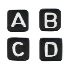 Letterkralen blok 6mm – zwart/zilver – 100 stuks
