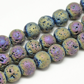 Electroplated lava kralen regenboog – 8 mm – ca. 48 stuks