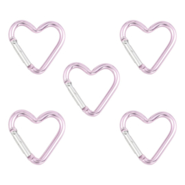 Sleutelhanger Sluiting Hart – Lichtroze – 44x42mm – Set van 5 Stuks
