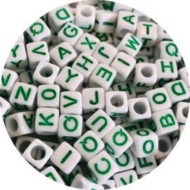Letterkralen kubus white-green 100st