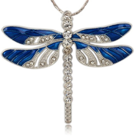 Grote bedel libelle blauw – met strass – 57x67mm