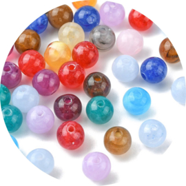 Kunststof kralen – Gemstone look mix – 8 mm – rijggat 2 mm – ca. 50 stuks