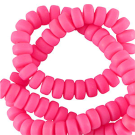 Kralen polymeer rondellen bright pink 25st