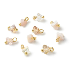 Bedels met facet kraal driehoek roze mix – 8x6x6mm – per 5 stuks