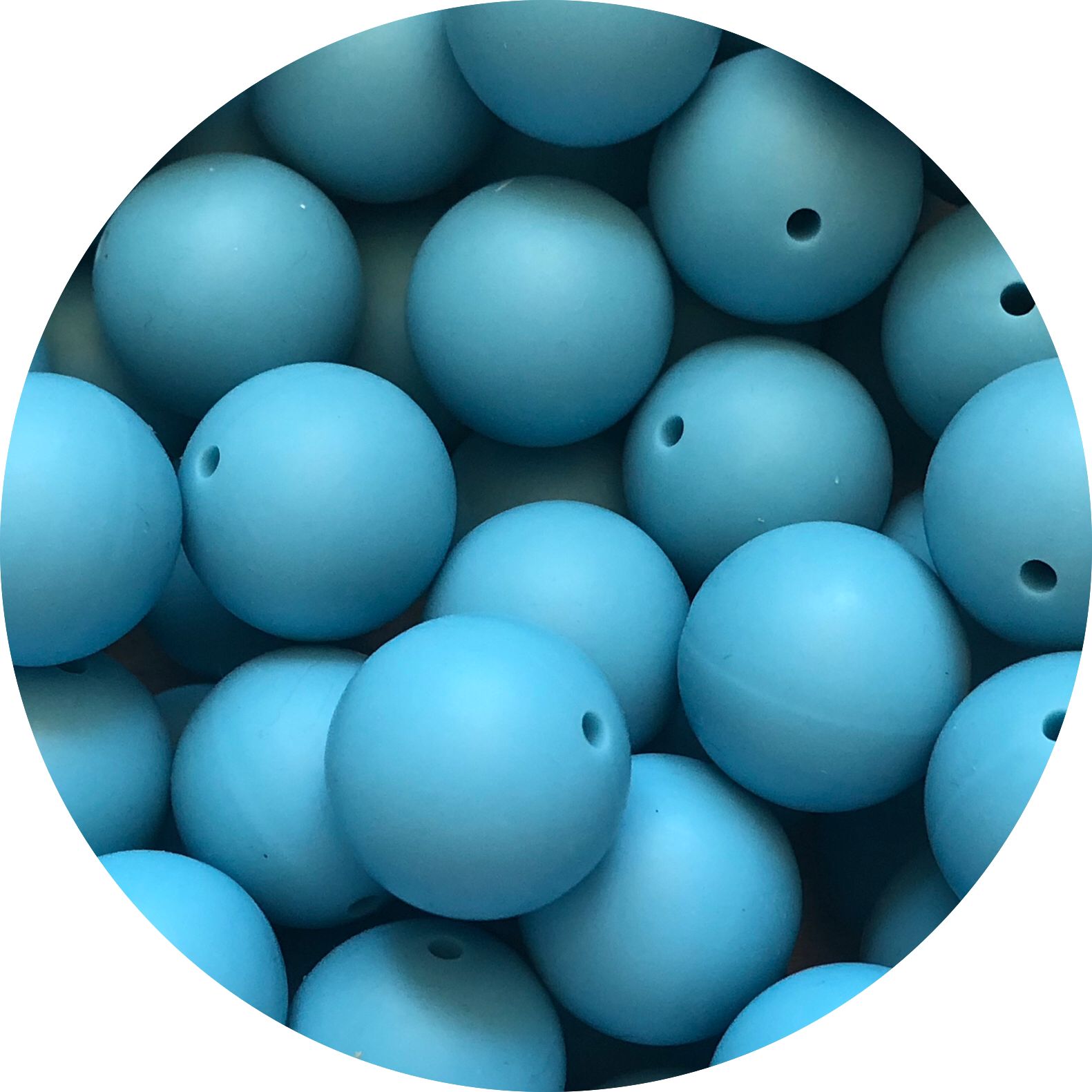 Siliconen Kralen Licht Turquoise – per stuk | Ø12 mm, Ø15 mm of Ø20 mm