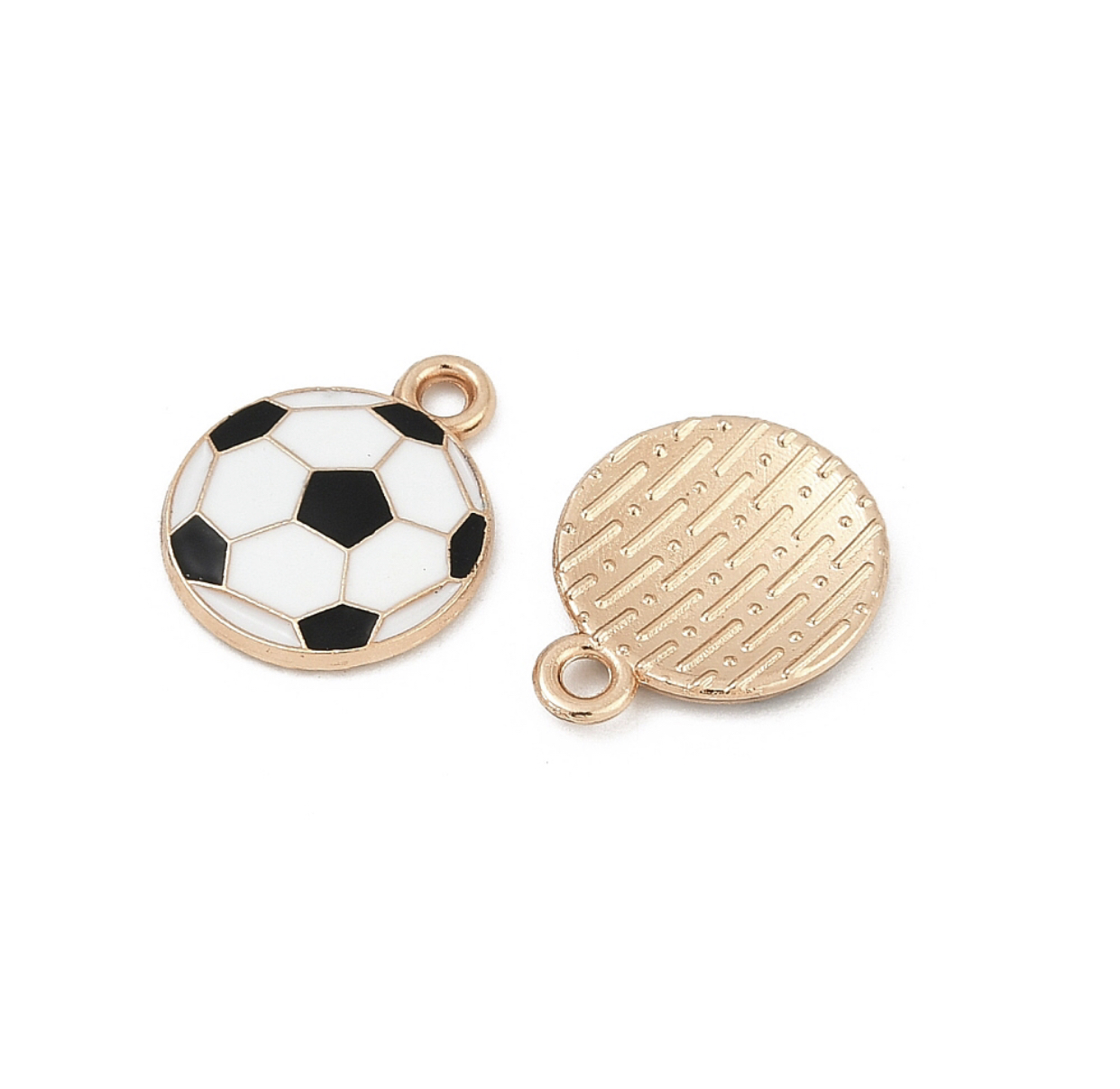 Bedels voetbal goudkleurig 17x14 mm – 5 stuks