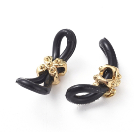 Brilkoordeindjes luxe zwart/goud – 22×5 mm (per paar)
