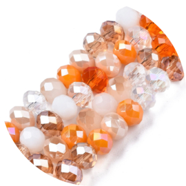 Facetkralen rondel 6x5mm – Orange Mix – ca. 90 stuks