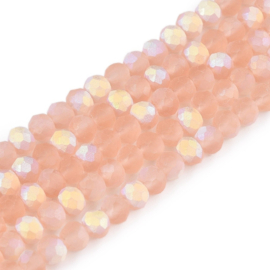 Glaskralen facet – perzik AB mat – superdeal – 4x3mm – ca. 105 stuks
