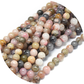 Rhodoniet kralen – mix roze/grijs – 6 mm – ca. 60 stuks