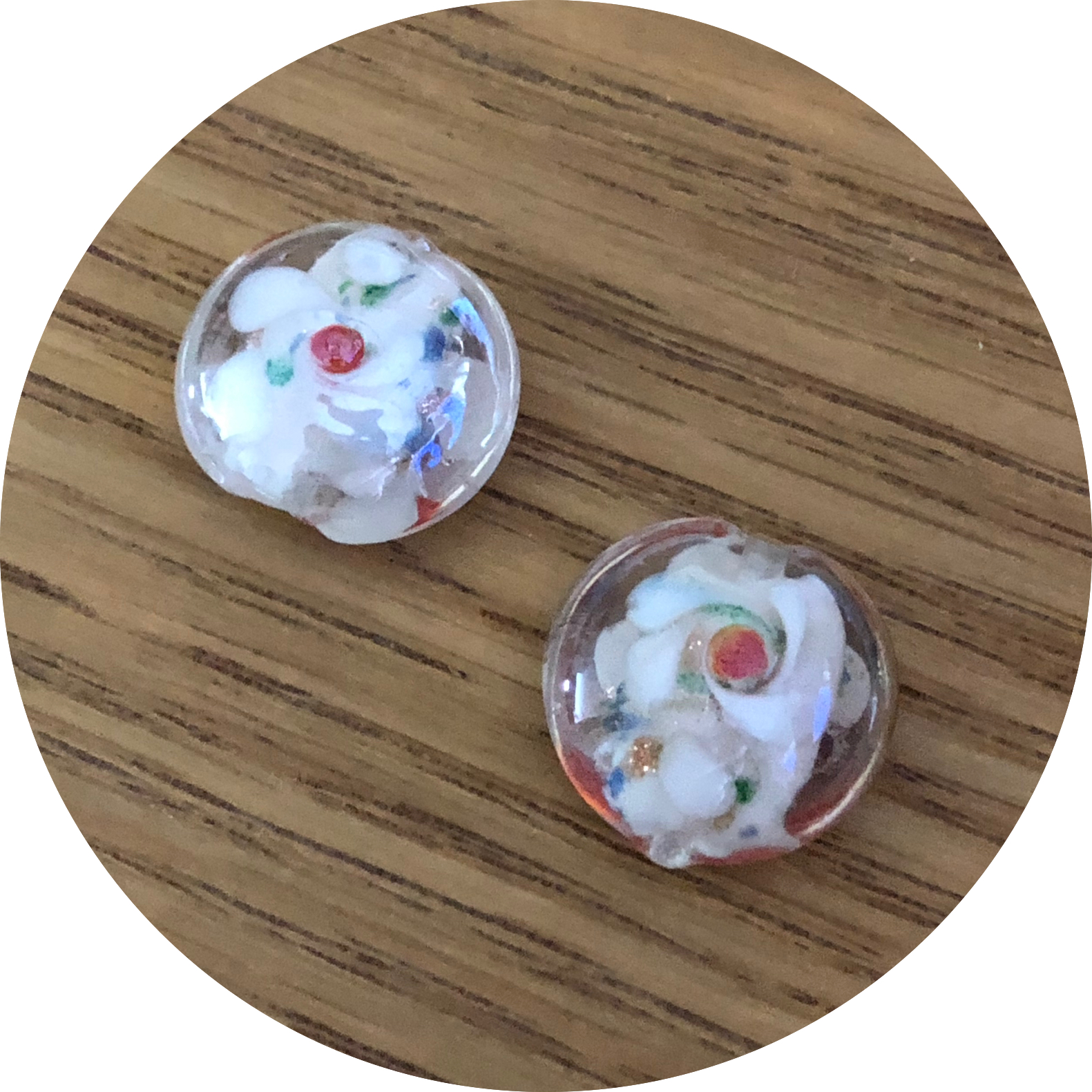 Lampwork kralen wit restpartij 30 stuks