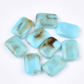 Kralen kunststof turquoise marble 5st