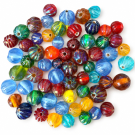 Glaskralen pompoen mix – 6-12mm – 20 stuks