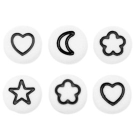 Figuurtjeskralen 7mm – Zwarte figuren op wit (25 stuks)