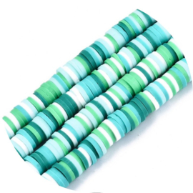 Katsuki kralen 6mm turquoise/groen mix (ca. 340 stuks)