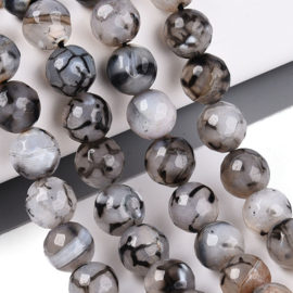 Natuursteen kralen agaat Rookgrijs licht facet – 10mm – ca. 37 stuks