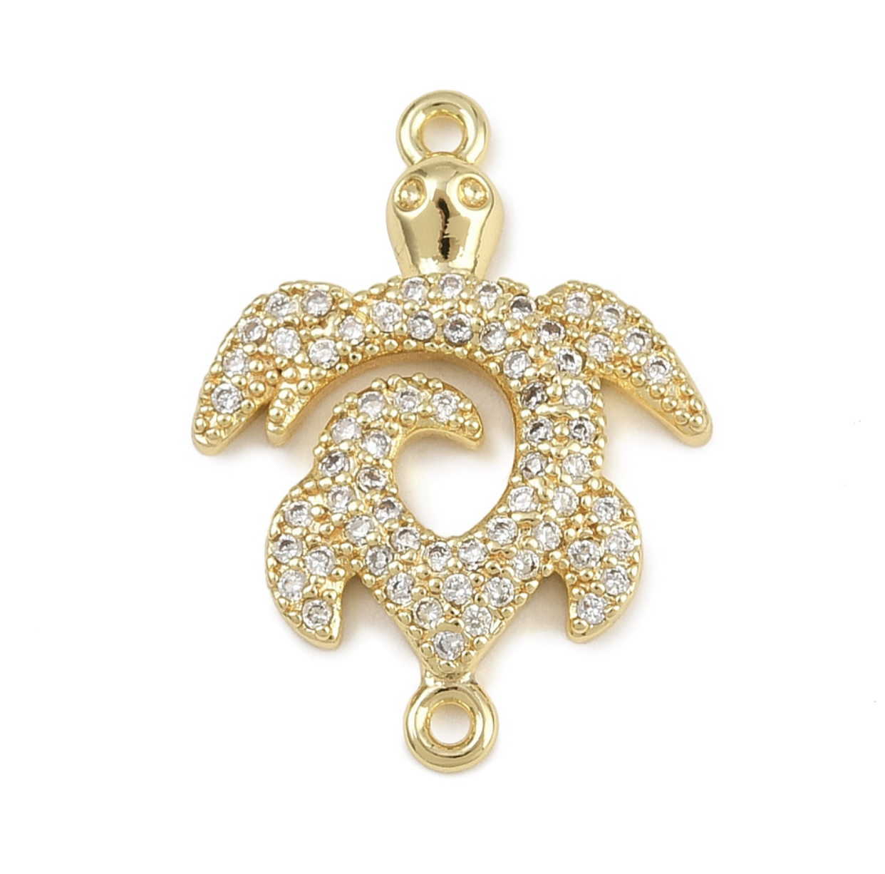 Tussenstuk schildpad met zirkonia kristal 24x17x3 mm – per stuk