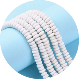 Polymeer rondellen 6x3mm – wit – ca. 110 stuks