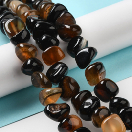 Natuursteen kralen agaat bruin/oranje – ca. 8–14mm – ca. 20 stuks