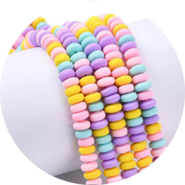 Polymeer rondellen 6x3mm – pastel mix – ca. 110 stuks