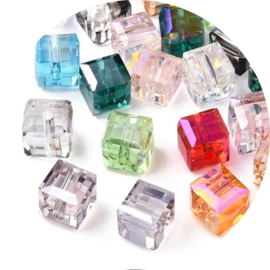Facet kubus kralen mix – 7x7x7 mm – 50 stuks